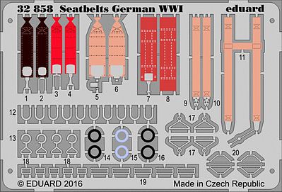 Eduard-Models WWI German Seatbelts (Painted) Plastic Model Aircraft Accessory 1/35 Scale #32858