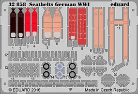Eduard-Models WWI German Seatbelts (Painted) Plastic Model Aircraft Accessory 1/35 Scale #32858