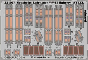 Eduard-Models WWII Luftwaffe STEEL Fighter Seatbelts Plastic Model Aircraft Accessory 1/32 Scale #32867 Eduard-Models WWII Luftwaffe STEEL Fighter Seatbelts Plastic Model Aircraft Accessory 1/32 Scale #32867