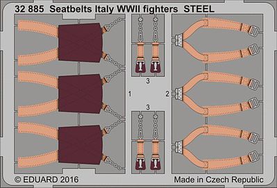 Eduard-Models Seatbelts Italy Fighters Steel WWII (Painted) Plastic Model Aircraft Accessory 1/32 #32885