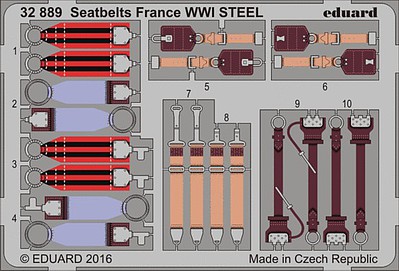 Eduard-Models Seatbelts France Steel WWI (Painted) Plastic Model Aircraft Accessory 1/32 #3288