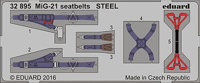 Seatbelts MiG21 Steel (Painted) Plastic Model Aircraft Accessory 1/32 #32895