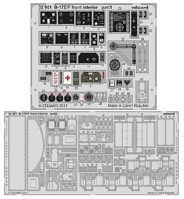 Eduard-Models B17E/F Front Interior for HKM (Painted) Plastic Model Aircraft Accessory 1/32 #32901