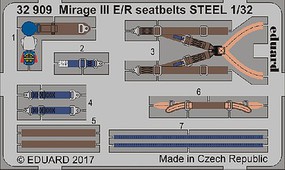 Eduard-Models Seatbelts Mirage III E/R Steel for ITA Plastic Model Aircraft Accessory 1/32 #32909