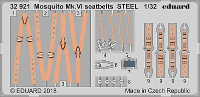 Eduard-Models Seatbelts Mosquito Mk VI Steel for TAM Plastic Model Aircraft Accessory 1/32 #32921