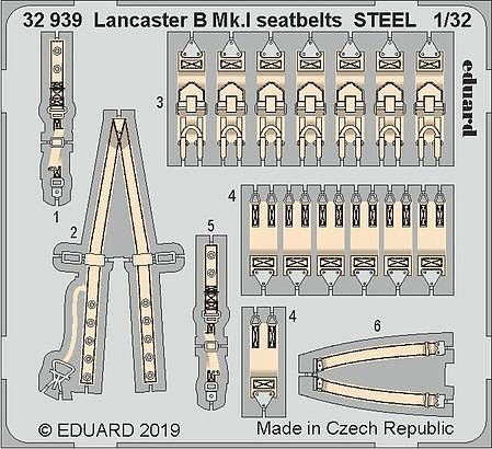 Eduard-Models Seatbelts Lancaster B Mk I Steel for HKM (Painted) Plastic Model Accessory 1/32 #32939