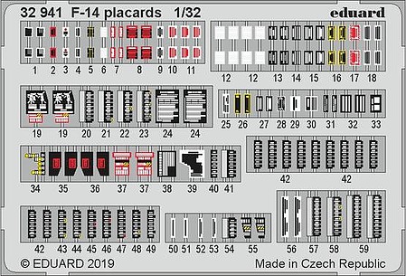 Eduard-Models F14 Placards for TAM (Tamiya) (Painted) Plastic Model Aircraft Accessory 1/32 Scale #32941