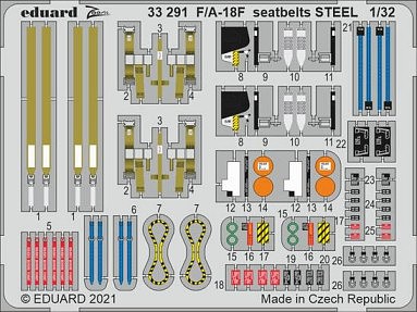 Eduard-Models F/A18F Seatbelts Steel for Revell (Painted) Plastic Model Aircraft Accessory 1/32 #33291