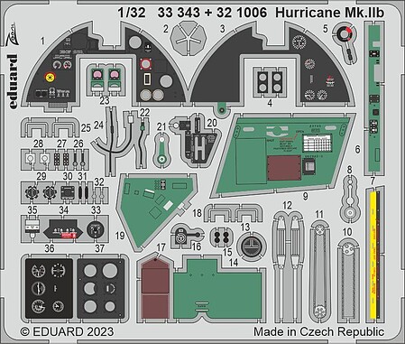 Eduard-Models Hurricane Mk IIb Part 1 for Revell (Painted) Plastic Model Aircraft Accessory 1/32 #33343