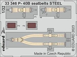 Eduard-Models P40B Seatbelts Steel for Lion Roar Models Plastic Model Aircraft Accessory 1/32 #33346