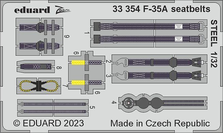 Eduard-Models F35A Seatbelts Steel for TSM Plastic Model Aircraft Accessory  1/32 Scale #33354