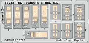 Eduard-Models TBD1 Seatbelts Steel for TSM (Painted) Plastic Model Aircraft Accessory 1/32 Scale #33358