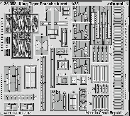 Eduard-Models King Tiger Porsche Turret for MGK Plastic Model Vehicle Accessory 1/35 #36398