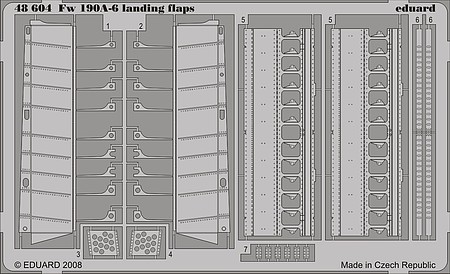 Eduard-Models Fw190A6 Landing Flaps for Hasegawa Plastic Model Aircraft Accessory 1/48 Scale #48604