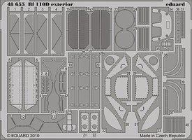 Eduard-Models Bf110D Exterior Detail for Dragon (D) Plastic Model Aircraft Accessory 1/48 Scale #48655