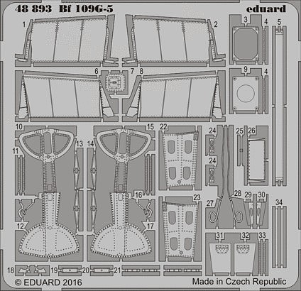 Eduard-Models Bf109G5 details for Eduard Plastic Model Aircraft Accessory 1/48 Scale #48893