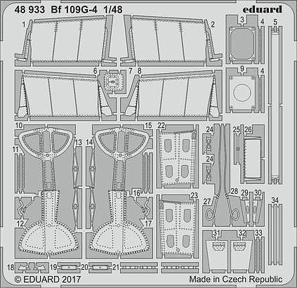 Eduard-Models Bf109G4 details for Eduard Plastic Model Aircraft Accessory 1/48 Scale #48933