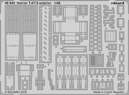 Eduard-Models Harrier T4/T8 Exterior for Kinetic Plastic Model Aircraft Accessory 1/48 Scale #48945