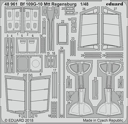 Eduard-Models Bf109G10 Mtt Regensburg for Eduard Plastic Model Aircraft Accessory 1/48 Scale #48961