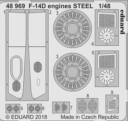 Eduard-Models F14D Engines Steel for Tamiya Plastic Model Aircraft Accessory 1/48 Scale #48969