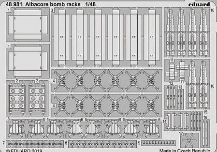 Eduard-Models Albacore Bomb Racks for Trumpeter Plastic Model Aircraft Accessory 1/48 Scale #48981