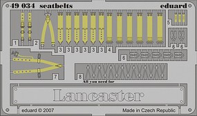 Eduard-Models Lancaster Seatbelts for TAM (Painted) Plastic Model Aircraft Accessory 1/48 Scale #49034