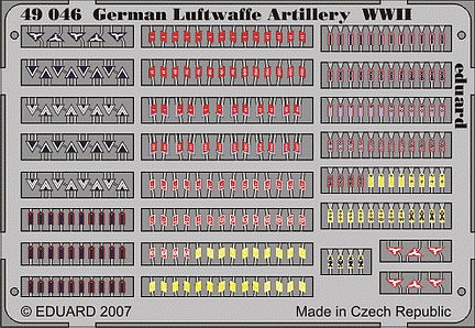 Eduard-Models German Luftwaffe Artillery WWII Plastic Model Aircraft Accessory 1/48 Scale #49046