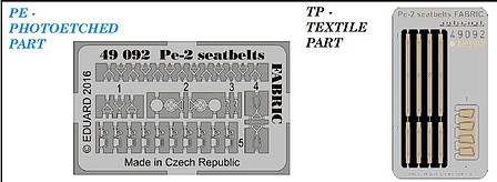 Eduard-Models Fabric-Type Pe2 Seatbelts for ZVE (D) Plastic Model Aircraft Accessory 1/48 Scale #49092