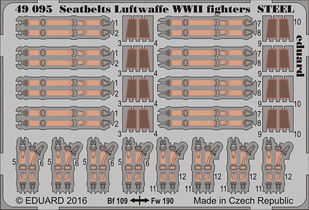Eduard-Models Luftwaffe Steel Fighter WWII Seatbelts Plastic Model Aircraft Accessory 1/48 Scale #49095