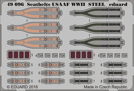 Eduard-Models USAAF Steel Fighter WWII Seatbelts Plastic Model Aircraft Accessory 1/48 Scale #49096