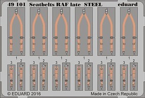 Eduard-Models RAF Late Steel Seatbelts (Painted) Plastic Model Aircraft Accessory 1/48 Scale #49101