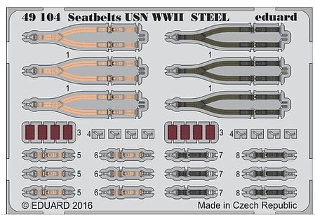 Eduard-Models USN Fighters Steel WWII Seatbelts Plastic Model Aircraft Accessory 1/48 Scale #49104