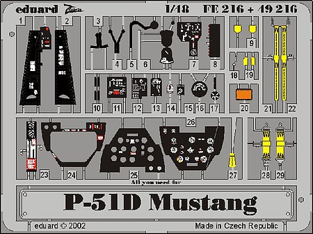 Eduard-Models P51D details for Tamiya (Painted) Plastic Model Aircraft Accessory 1/48 Scale #49216