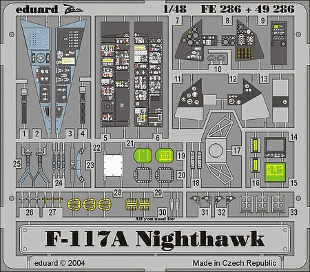 Eduard-Models F117A Nighthawk details (Tamiya) Plastic Model Aircraft Accessory 1/48 Scale #49286
