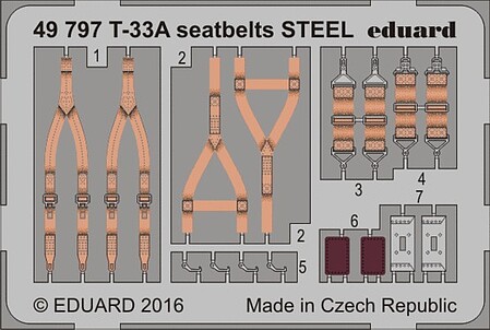 Eduard-Models T33A Steel Seatbelts for LNR (Painted) Plastic Model Aircraft Accessory 1/48 Scale #49797