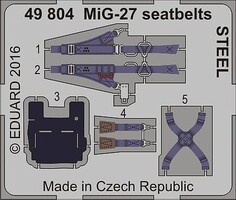 Eduard-Models MiG27 Steel Seatbelts for TSM (Painted) Plastic Model Aircraft Accessory 1/48 Scale #49804