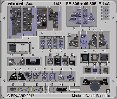 Eduard-Models F14A Interior for Tamiya (Painted) Plastic Model Aircraft Accessory 1/48 Scale #49805