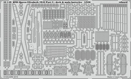 Eduard-Models HMS Queen Elizabeth 1943 Pt.5 AA Deck & Main Bat Plastic Model Ship Accessory 1/350 #53149