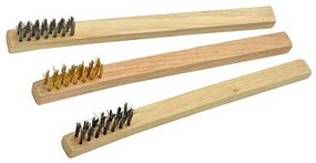 3pc Assorted Mini Wire Brush Set w/Wooden Handles (Cd)