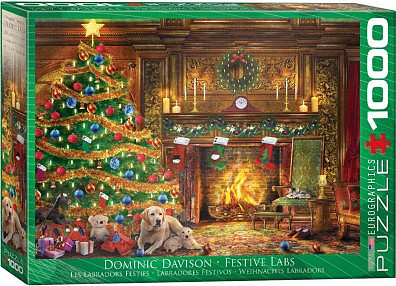 EuroGraphics Christmas Festive Labs (Dogs, Living Room) Puzzle (1000pc)