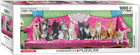 EuroGraphics Kitty Cat Couch Panoramic Puzzle (3L, 1000pc)