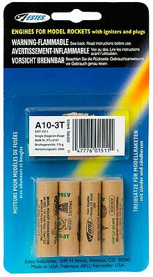 Estes A10-3T Model Rocket Engines (4) Mini Rocket Motor #1511