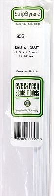 Evergreen Plastic Styrene Strips .060 x .100 x 24 (14) Model Railroad Scratch Building Supply #355