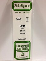 Evergreen .100'' x 14 Polystyrene I-Beam Strips (20) Model Scratch Building Plastic Strip #5273