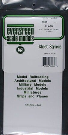 Evergreen Plastic Styrene Plain Sheet .030x6x12 (2) Model Railroad Scratch Building Supply #9030