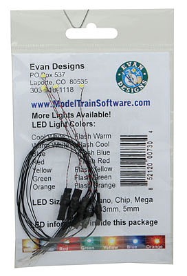 Evans Fast-Flashing Chip LED Cool White w/8 20.3cm Wire Leads - 7-19V AC or DC pkg(5)
