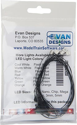 Evans Mega Chip LED High Brightness SMD Style w/8 20.3cm Wire Leads Green 3/16 x 3/16 x 1/16  5 x 5 x 2mm 7-19V AC or DC pkg(5)