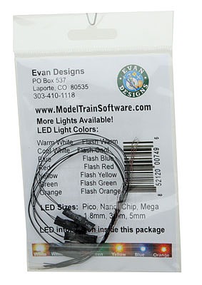 Evans Fast-Flashing Pico Chip LED Orange w/8 20.3cm Wire Leads - 7-19V AC or DC pkg(5)