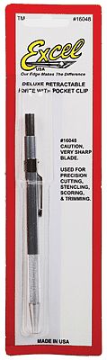 Excel K48 Deluxe Retractable Knife Carded with Clip Hobby and Model Cutting Tool #16048