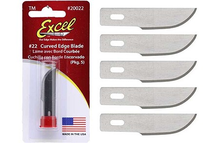 Excel Medium & Heavy Duty Replacement Blades Curved Edge Model and Hobby Knife Blade #20022